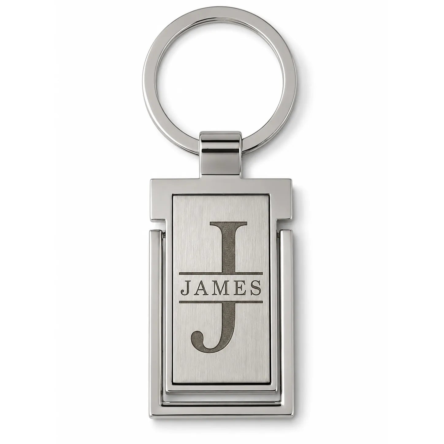Personalised initial and name metal keyring with monogram design