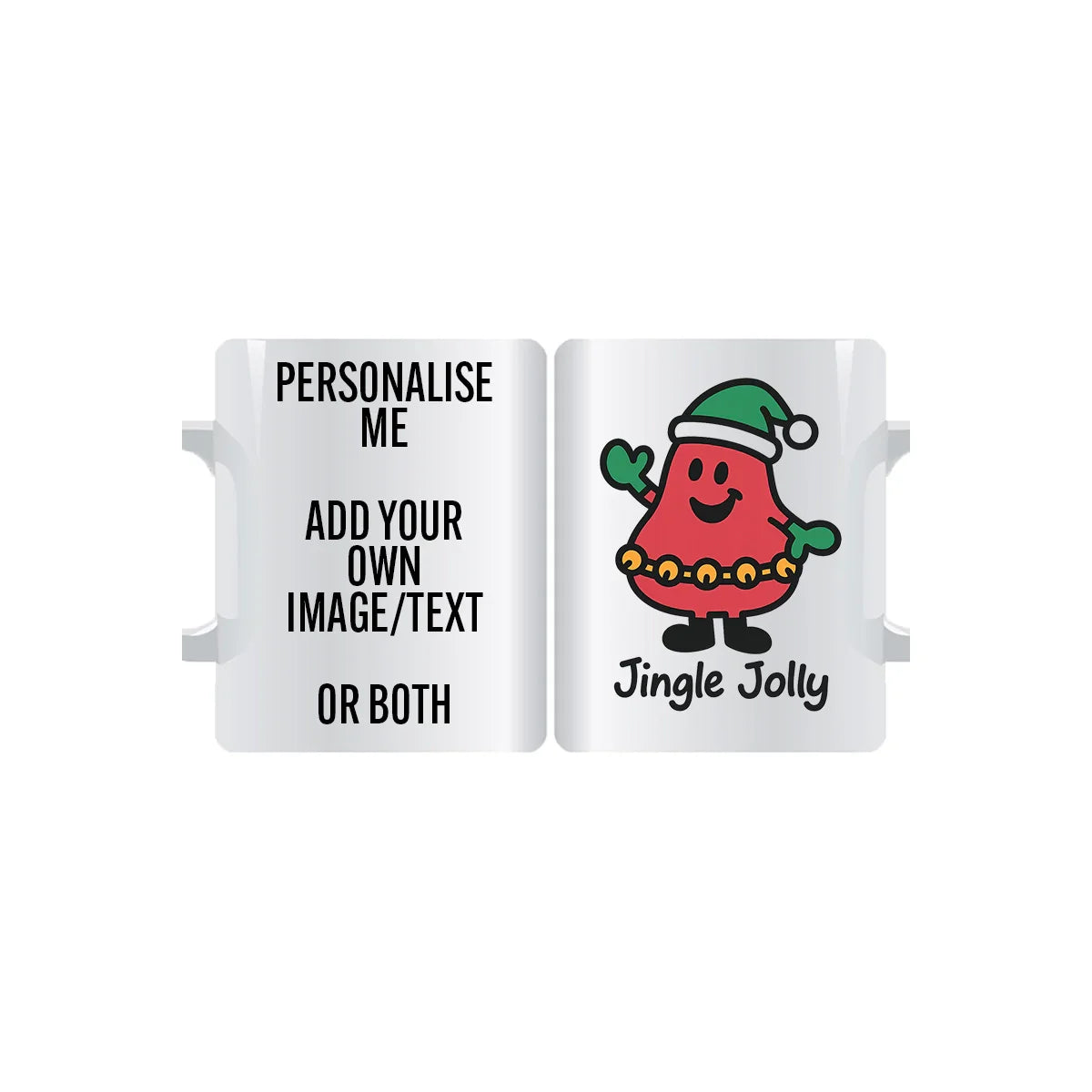 "Jingle Jolly personalised mug – Miss Merry festive character custom Christmas coffee cup gift"