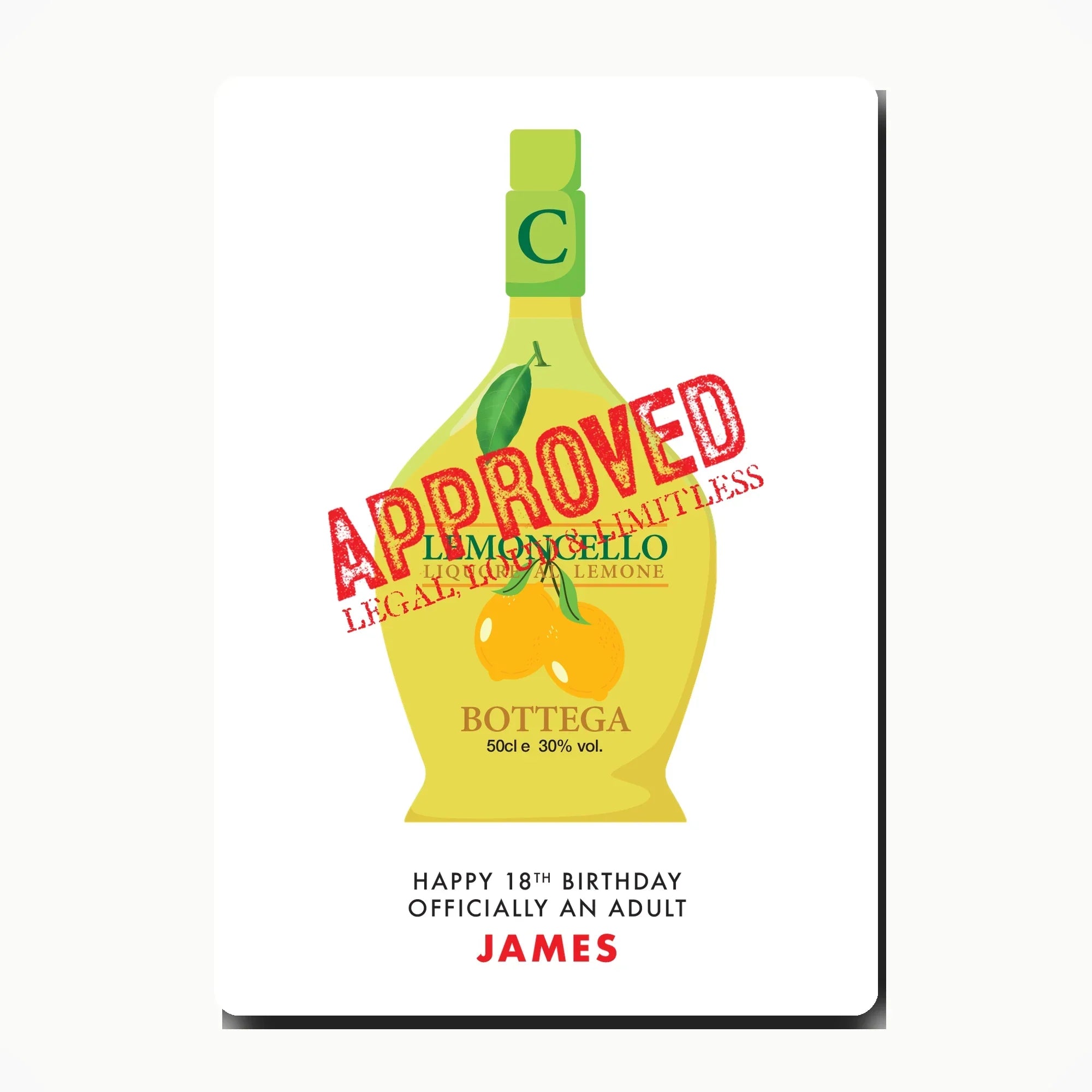 Personalised limoncello birthday card mockup in clean minimal style