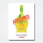 Personalised limoncello birthday card mockup with light shadow grey tone