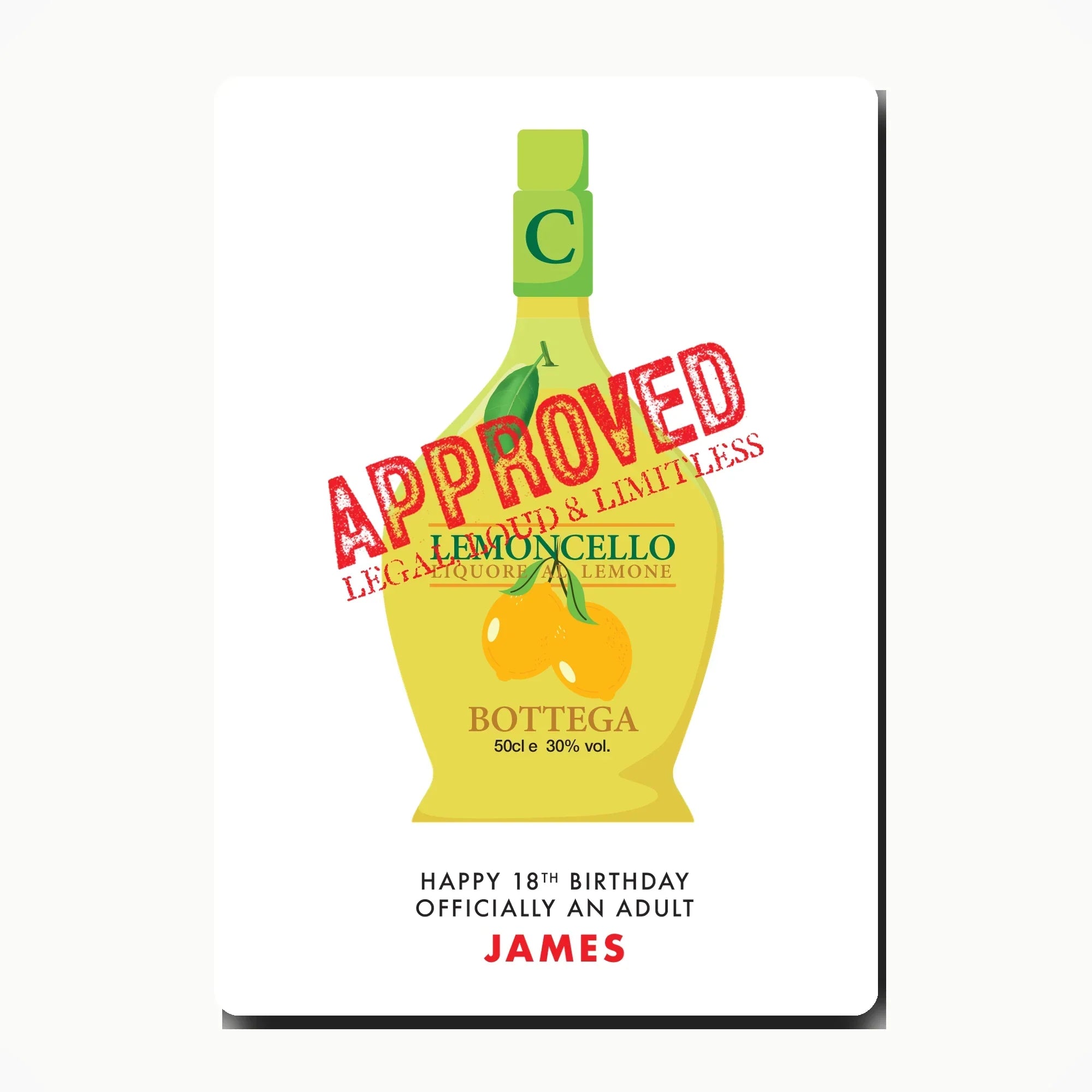 Personalised limoncello birthday card mockup in clean minimal style