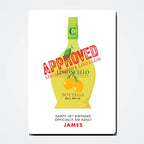 Personalised limoncello birthday card mockup with light shadow grey tone