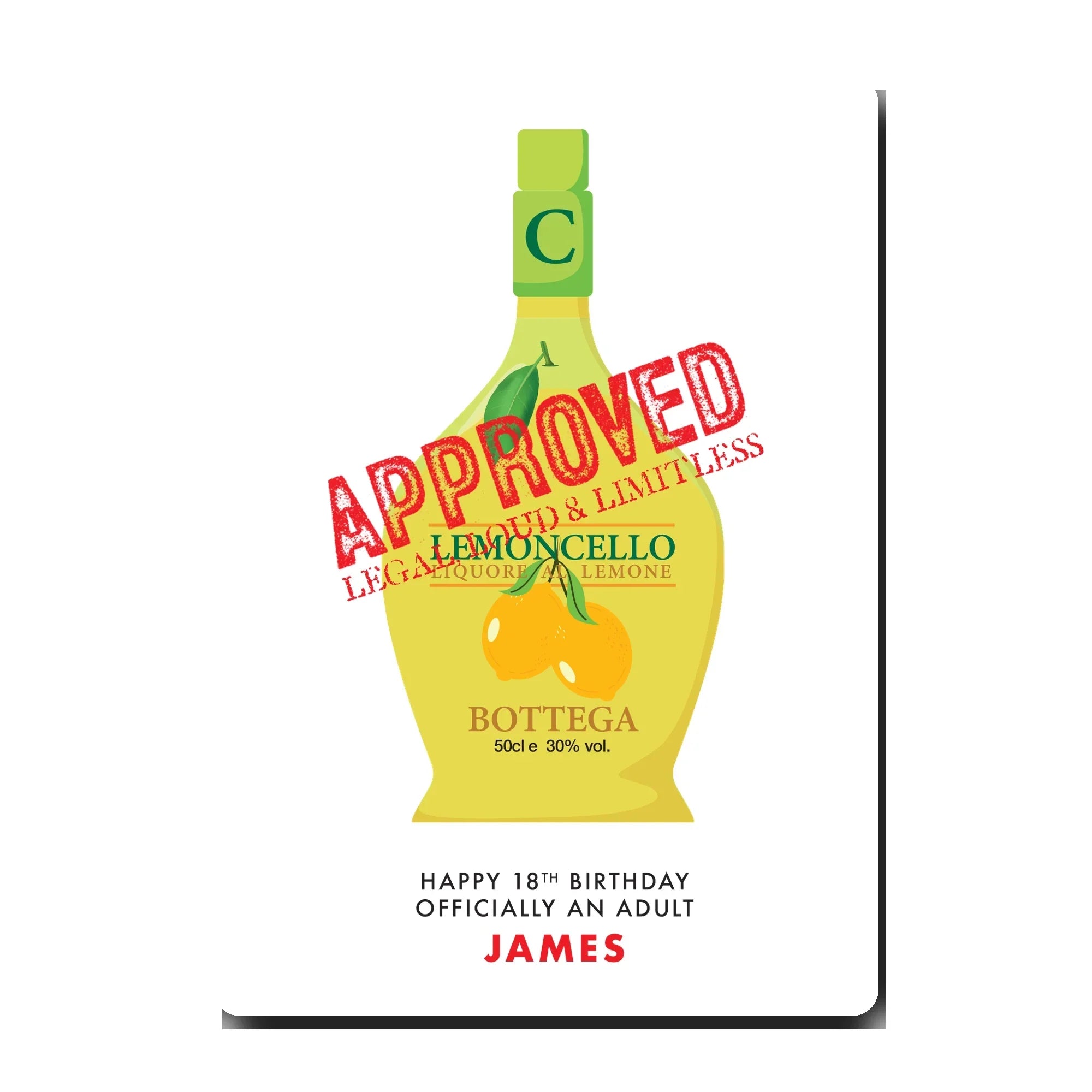 Personalised limoncello birthday card mockup in party theme with confetti