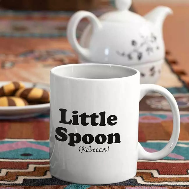Personalised couple mugs Little Spoon Big Spoon romantic gift