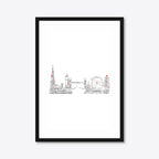 Personalised London Skyline Engagement Word Art – Names & Date – A3 – black frame