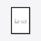 Personalised London Skyline Engagement Word Art – Names & Date – A4 – black frame