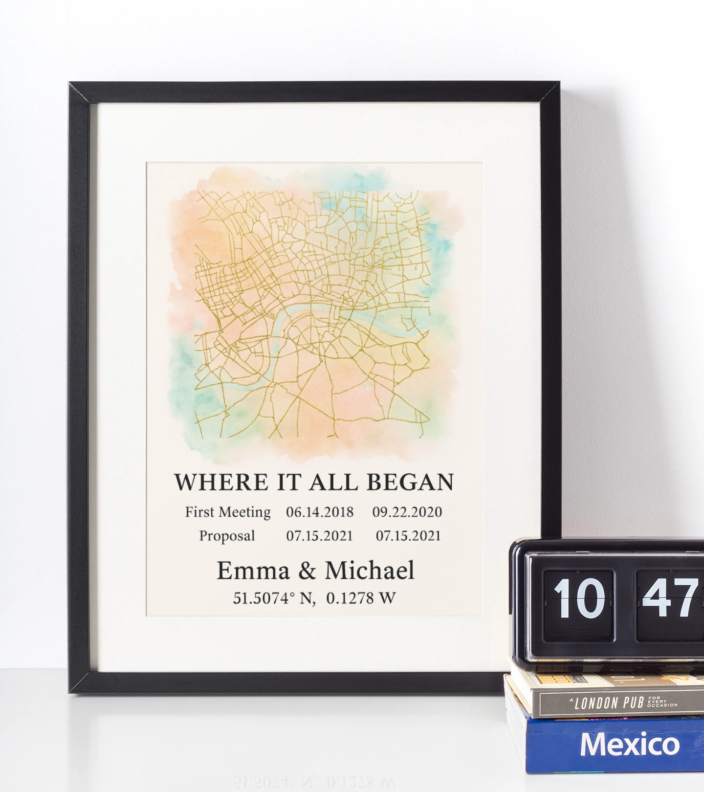 Personalised Where It All Began Map Wall Art – Custom Coordinates Print