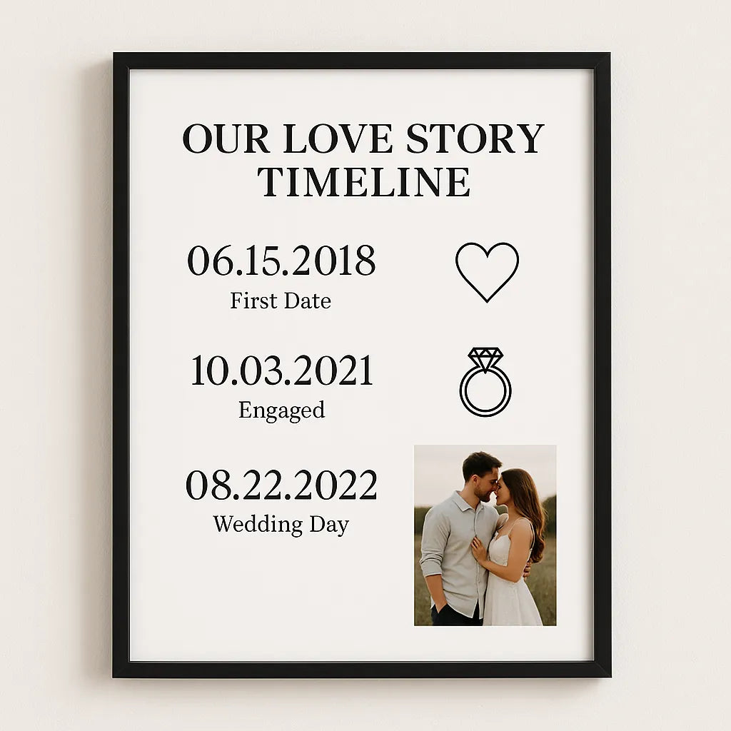 romantic personalised love story wall art print