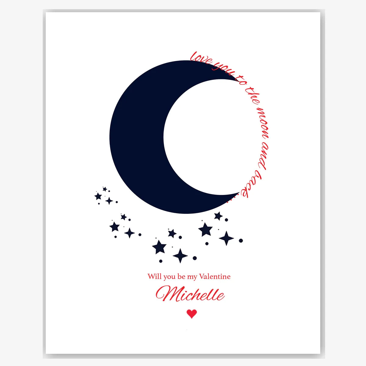 Love You to the Moon & Back – Personalised Photo Valentine’s Card – personalised Valentine card, custom romantic greeting or anniversary card; make your own unique card.