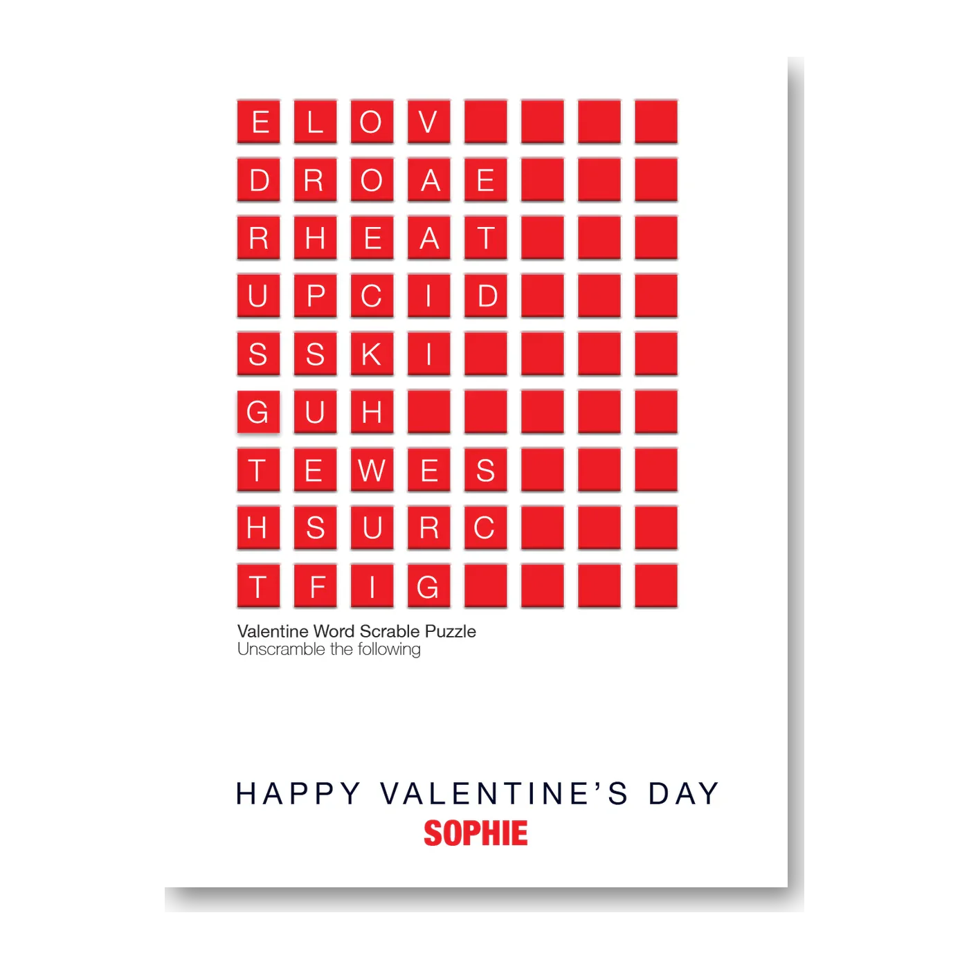 personalised card design, perfect Valentine card for her or him, romantic customised greeting to make your personalised card unique and memorable.