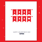 personalised card design, perfect Valentine card for her or him, romantic customised greeting to make your personalised card unique and memorable.