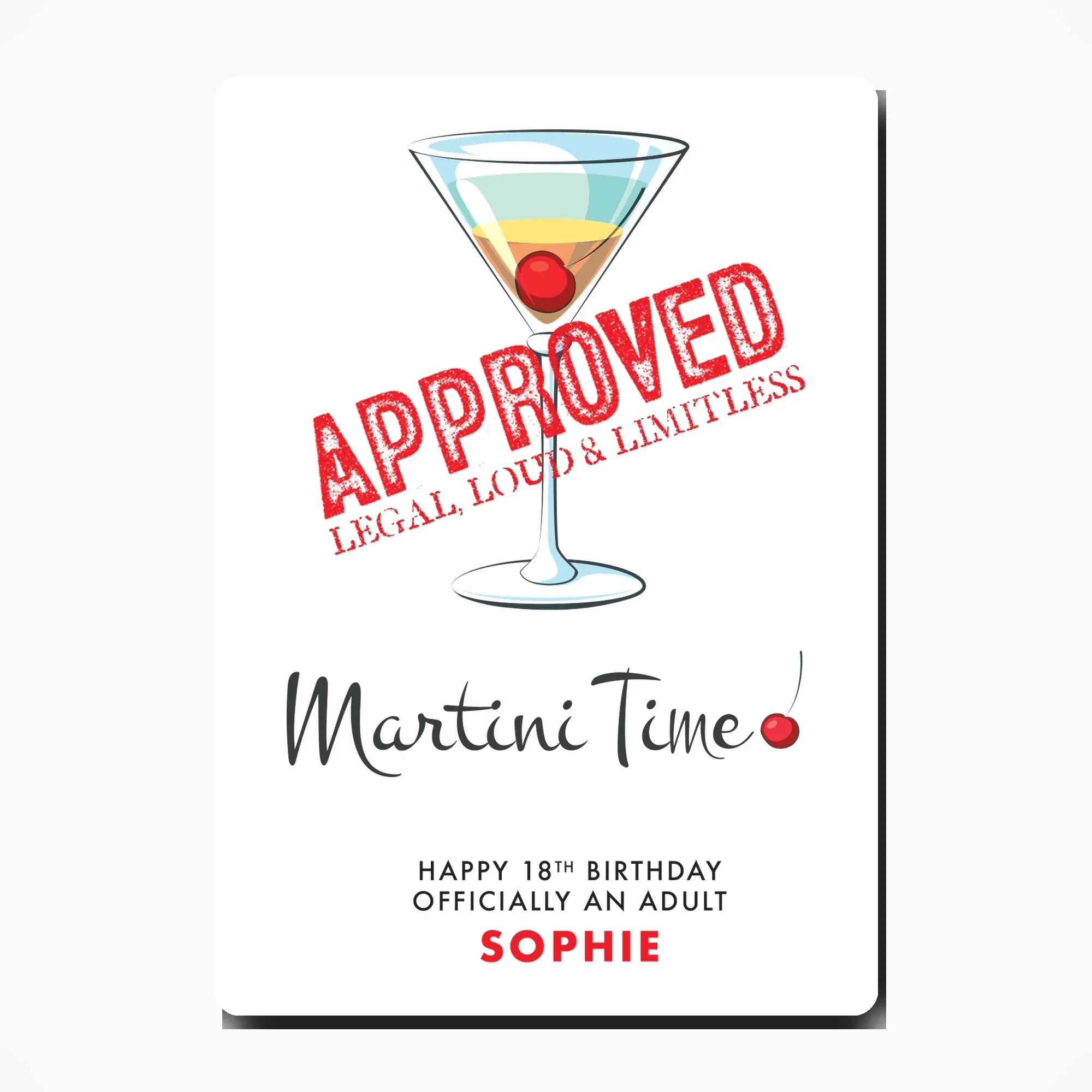 Personalised martini birthday card mockup in clean minimal style