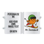 Mr. Daredevil personalised mug – funny custom coffee cup for skateboarders, skiers, and adventure lovers with name or slogan option
