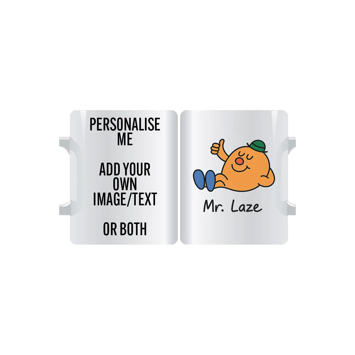 Mr. Laze personalised mug – funny gift idea for friends, colleagues, or family who love to relax. Customise with name or text.