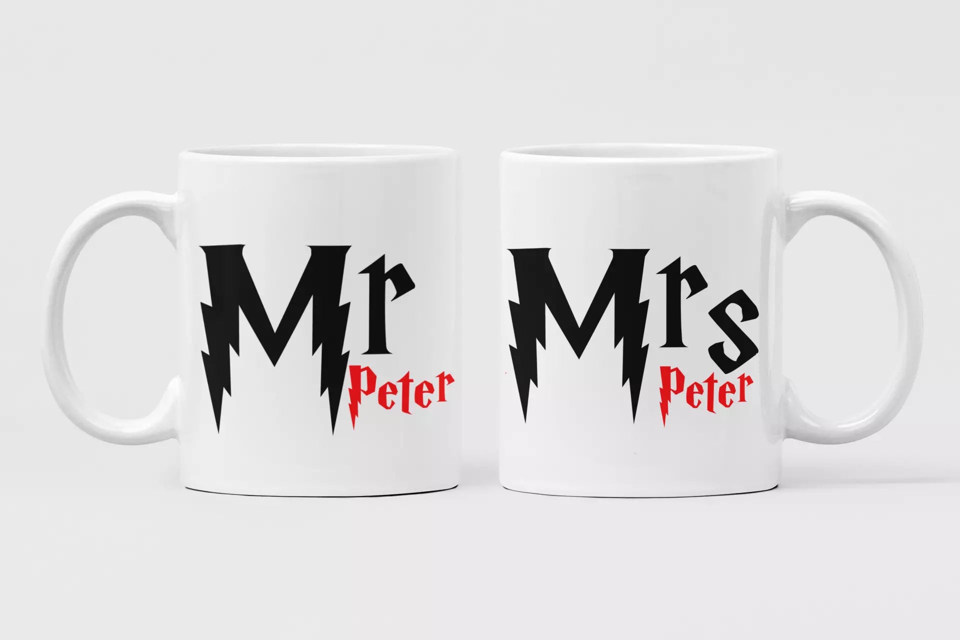 Mr & Mrs personalised mugs — romantic gift for wedding or anniversary