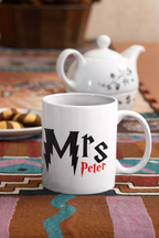 Custom coffee mug set for couples personalised with photo and names