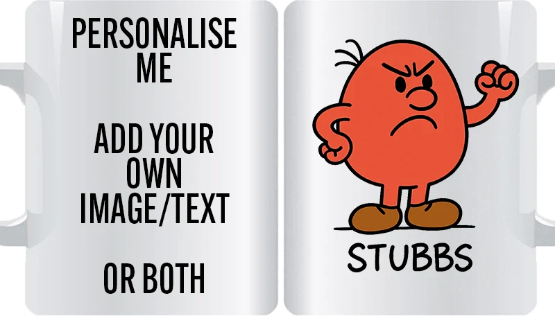 Stubbs classic personalised mug – funny stubborn character gift, custom name – personalised gift mug