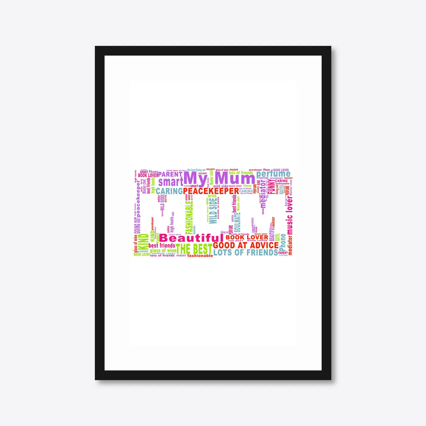 Personalised “My Mum” Word Cloud Print – A3 – black frame