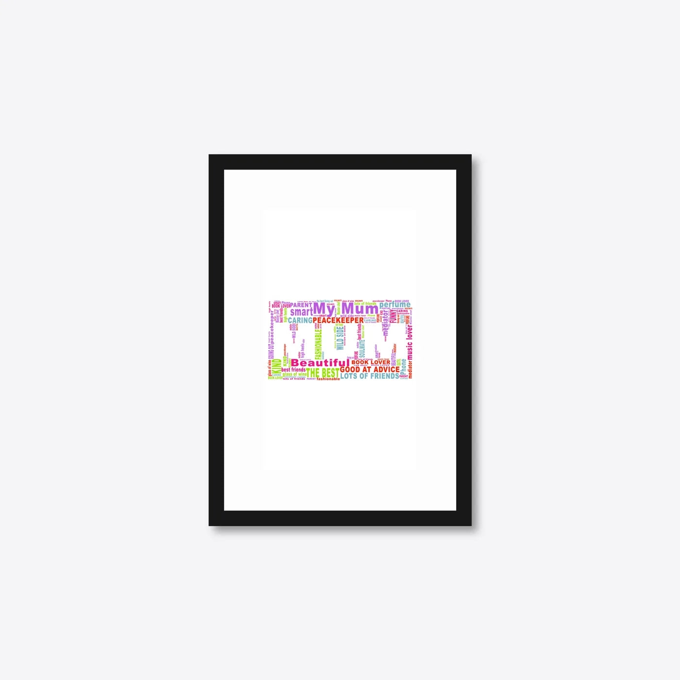 Personalised “My Mum” Word Cloud Print – A5 – black frame