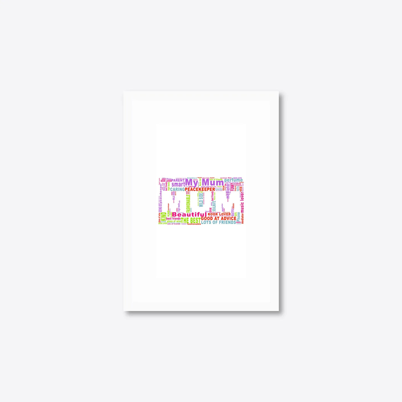 Personalised “My Mum” Word Cloud Print – A5 – white frame