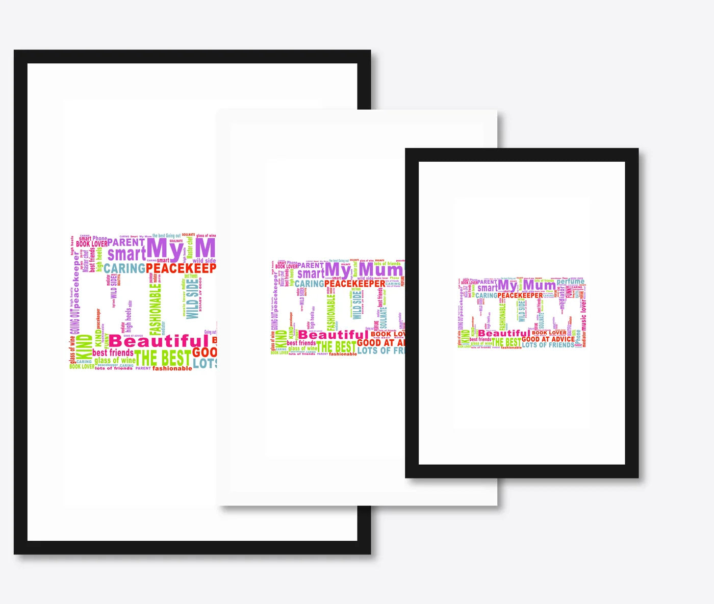 Personalised “My Mum” Word Cloud Print – size lineup A3, A4, A5