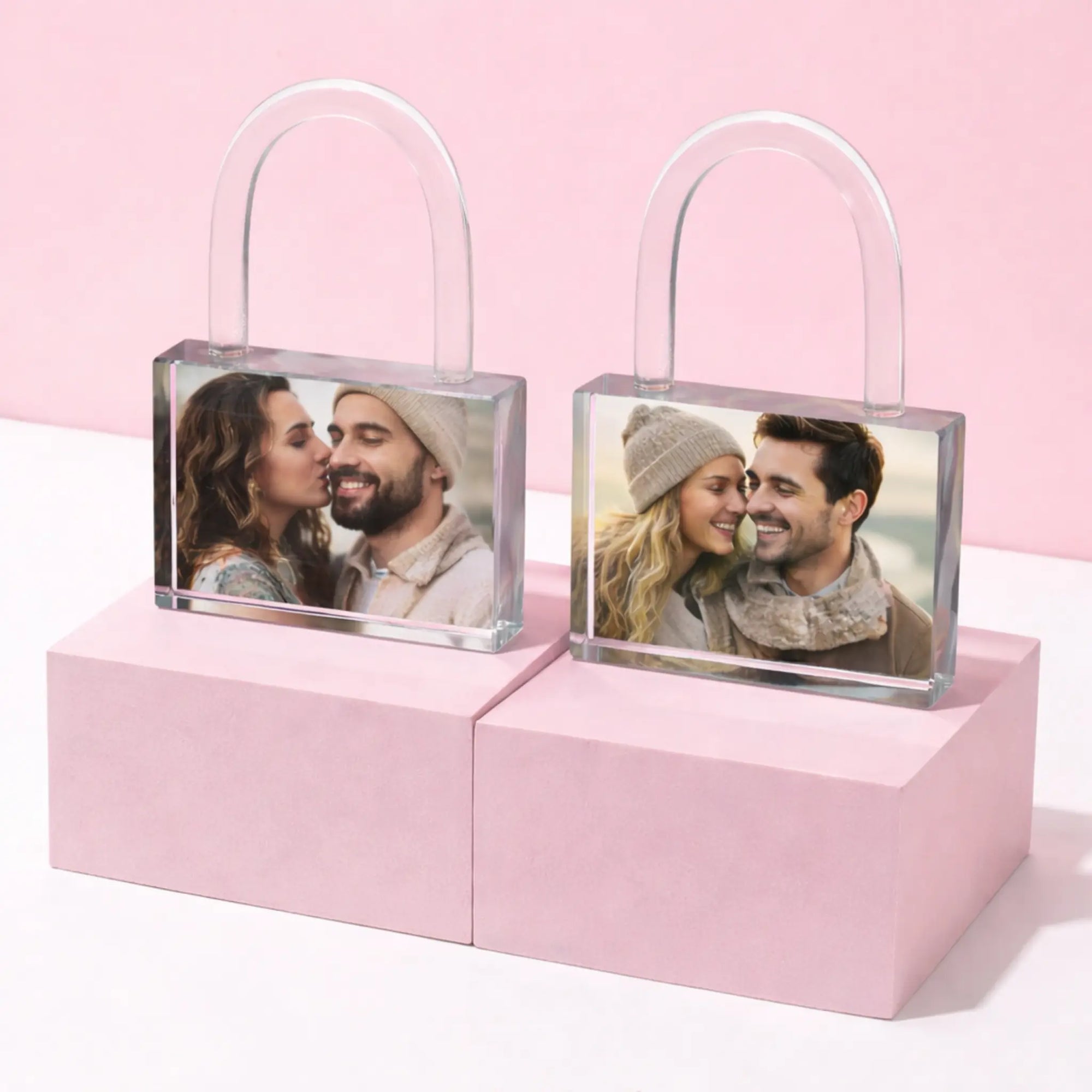 Personalised crystal padlock photo gift, bespoke personalised keepsake for couples, romantic custom gift made in the UK