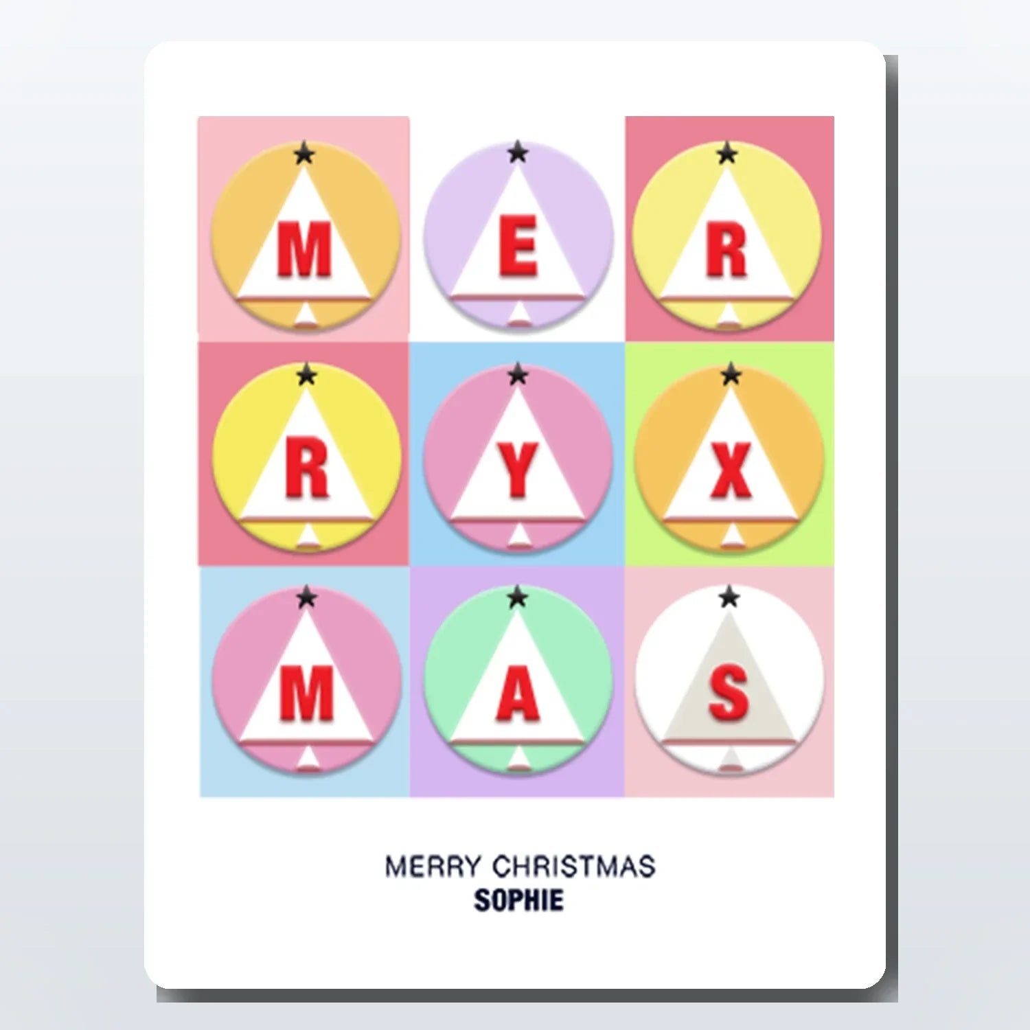 Custom Christmas greeting card – bright personalised Xmas design UK printed