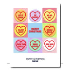 Colourful Christmas hearts greeting card – UK printed personalised Xmas card