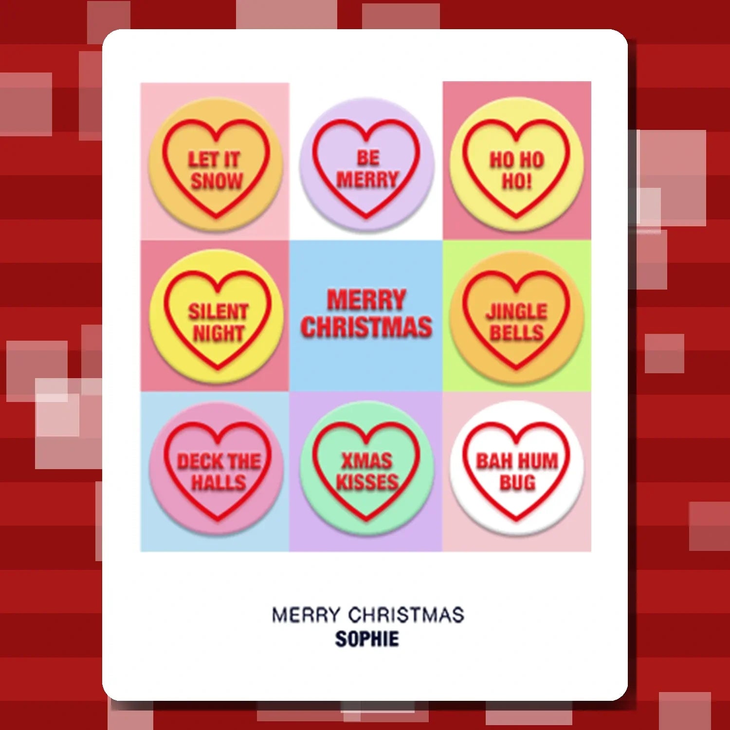 Eco-friendly festive personalised card – modern Christmas heart design