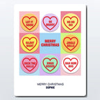 Unique personalised Christmas card with love heart holiday sayings