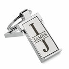 Personalised engraved metal keyring with custom initial and name design