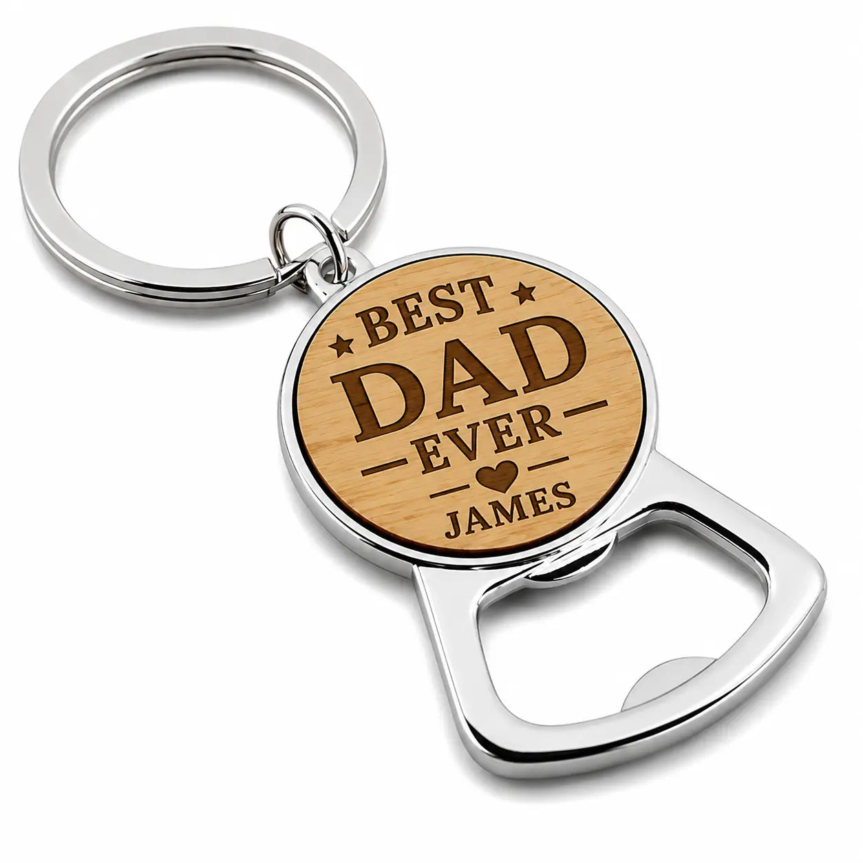 Personalised Best Dad Ever bottle opener keyring with name