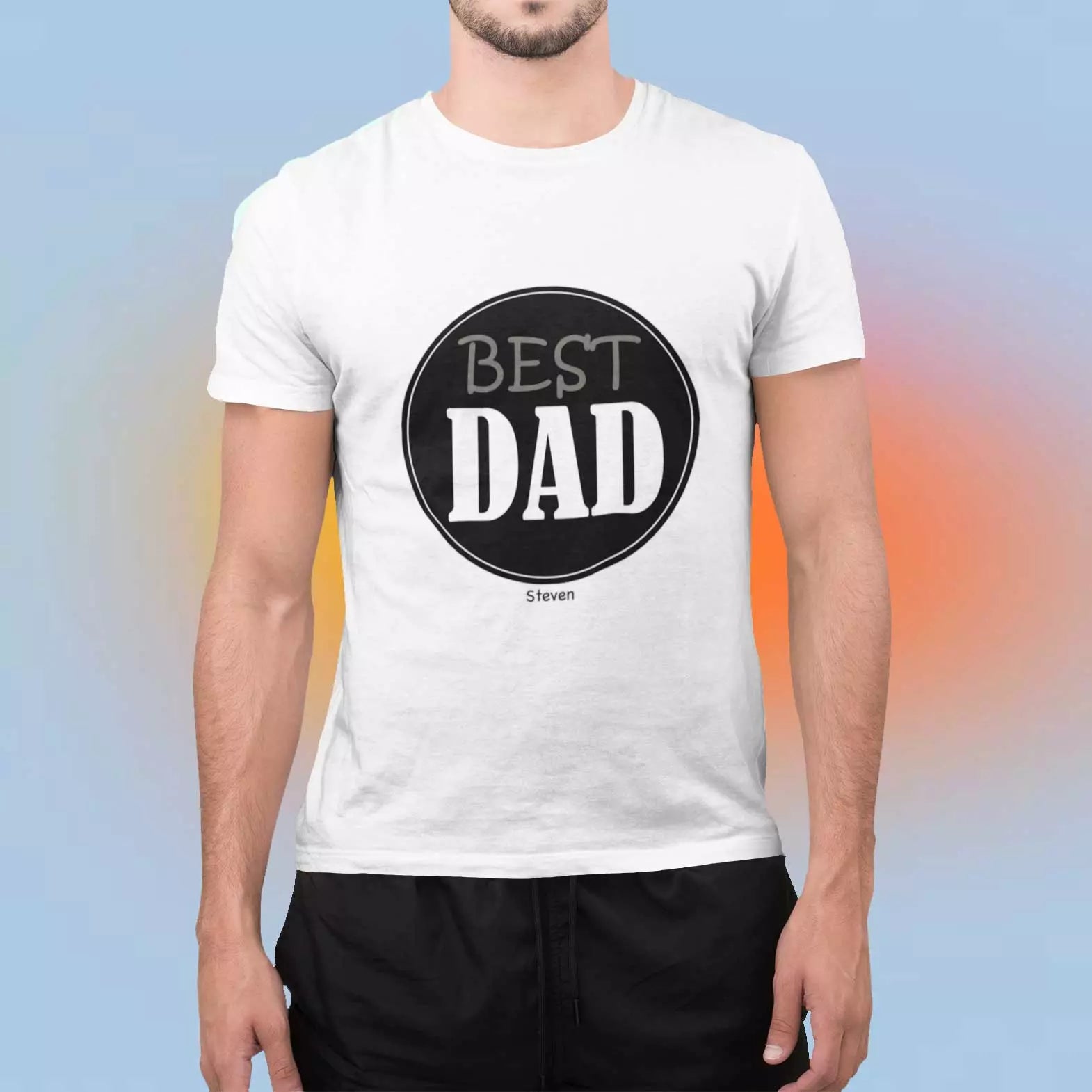 Personalised “Best Dad” t-shirt with custom name, a heartfelt personalised gift for dads, husbands, and fathers