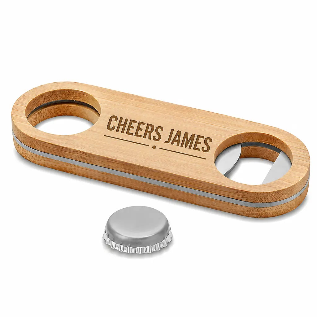Personalised Cheers bottle opener with custom name