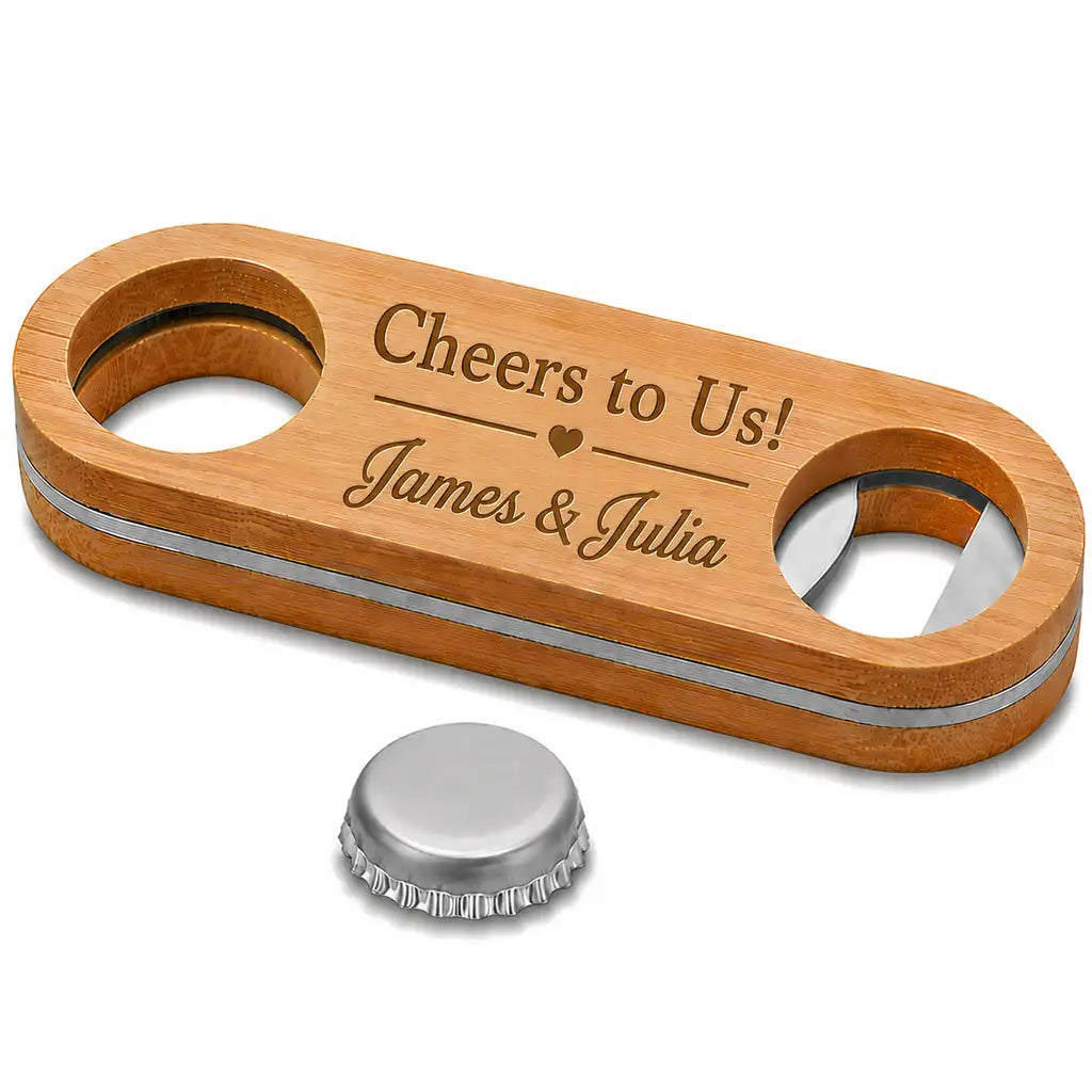 Personalised couple names bottle opener with two custom names