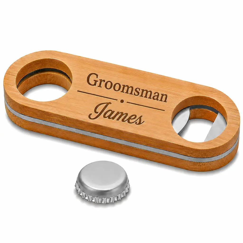Personalised Groomsman bottle opener with custom name