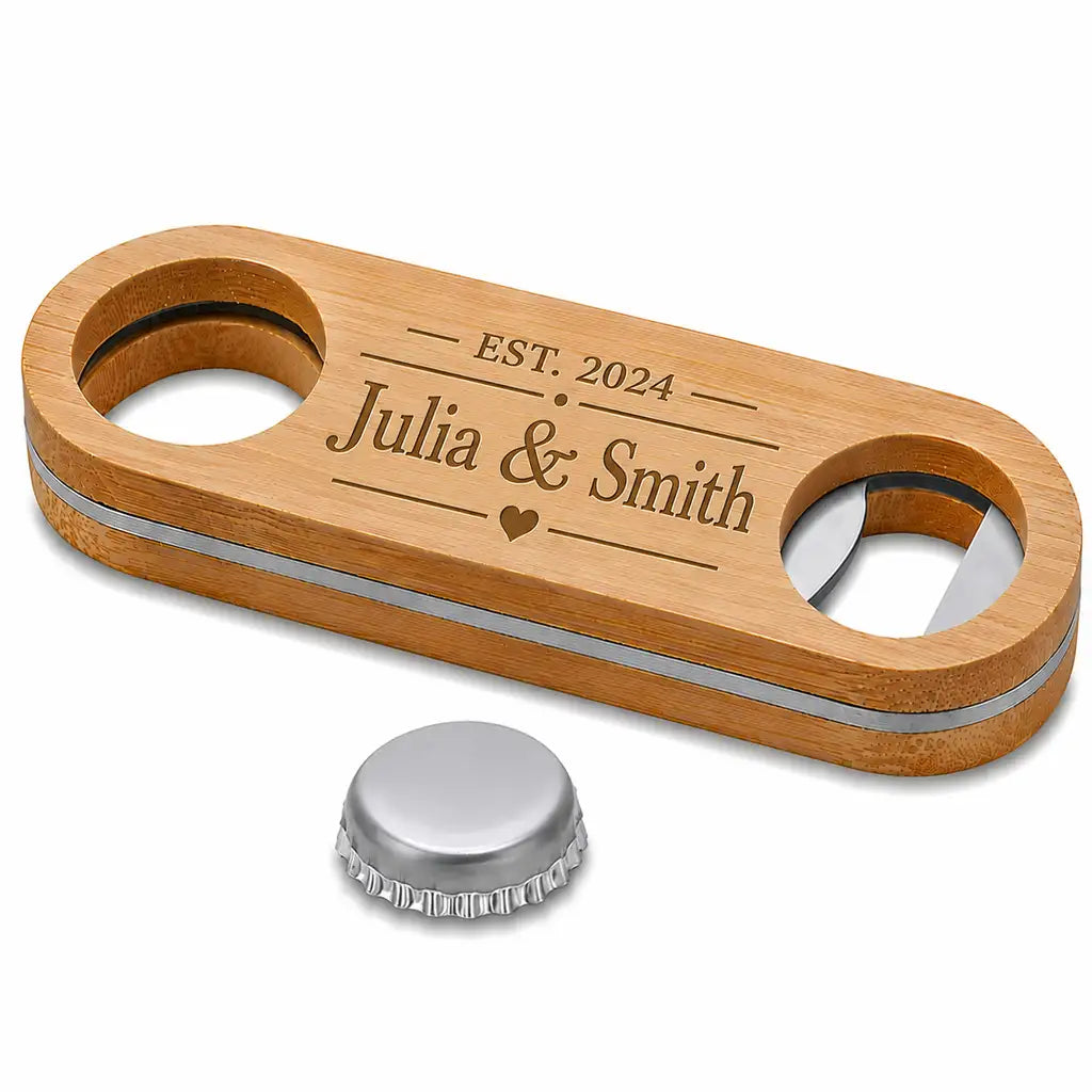 Personalised Mr & Mrs bottle opener with custom names