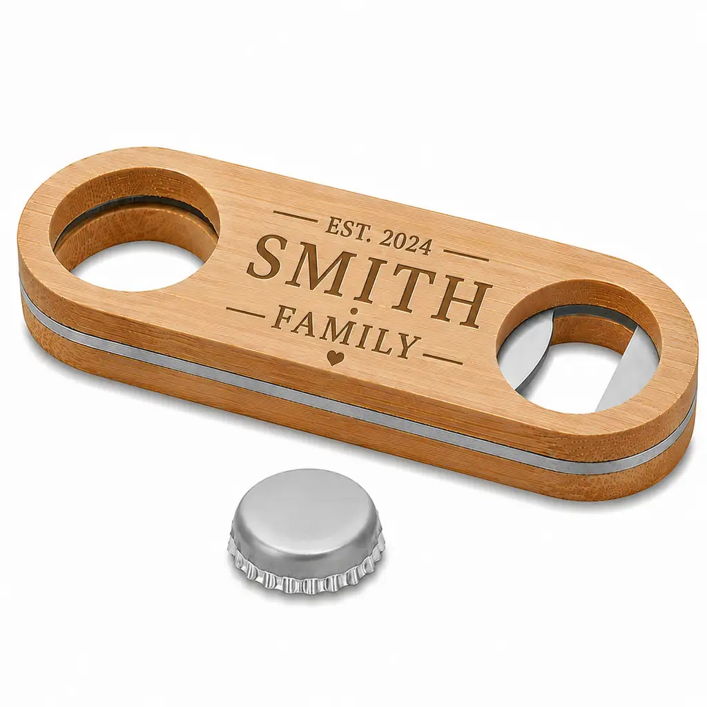Personalised family name bottle opener with custom surname