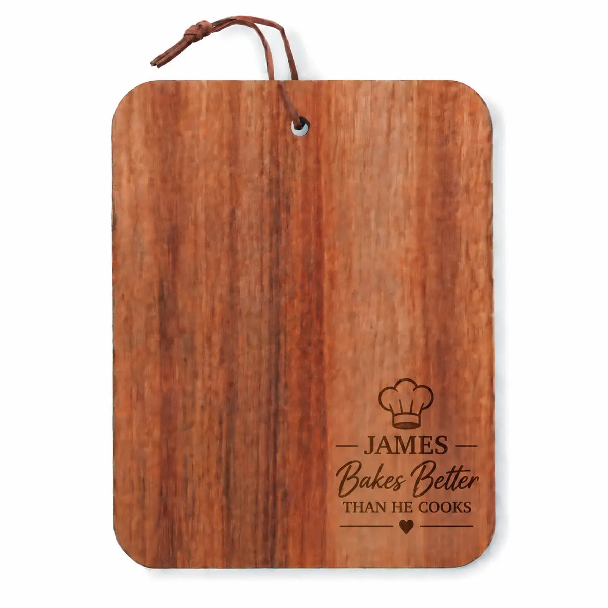 Personalised Baking Cutting Board with brown engraved design