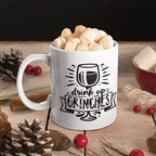 Personalised Drink Up Grinches funny Christmas mug featuring a cheeky festive slogan on a white ceramic mug.