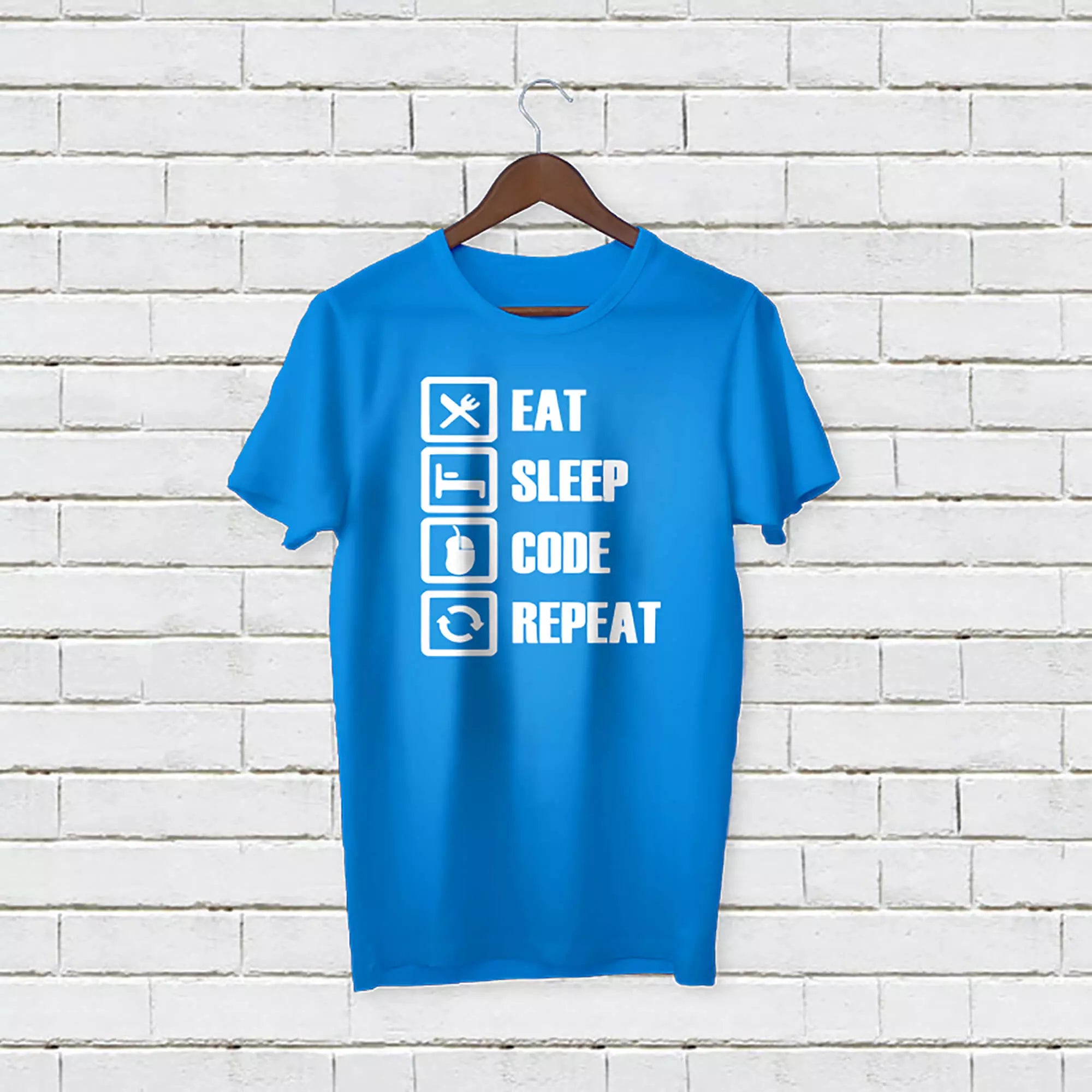 Personalised “Eat Sleep Code Repeat” t-shirt with custom name, a personalised gift for coders, programmers and tech lovers