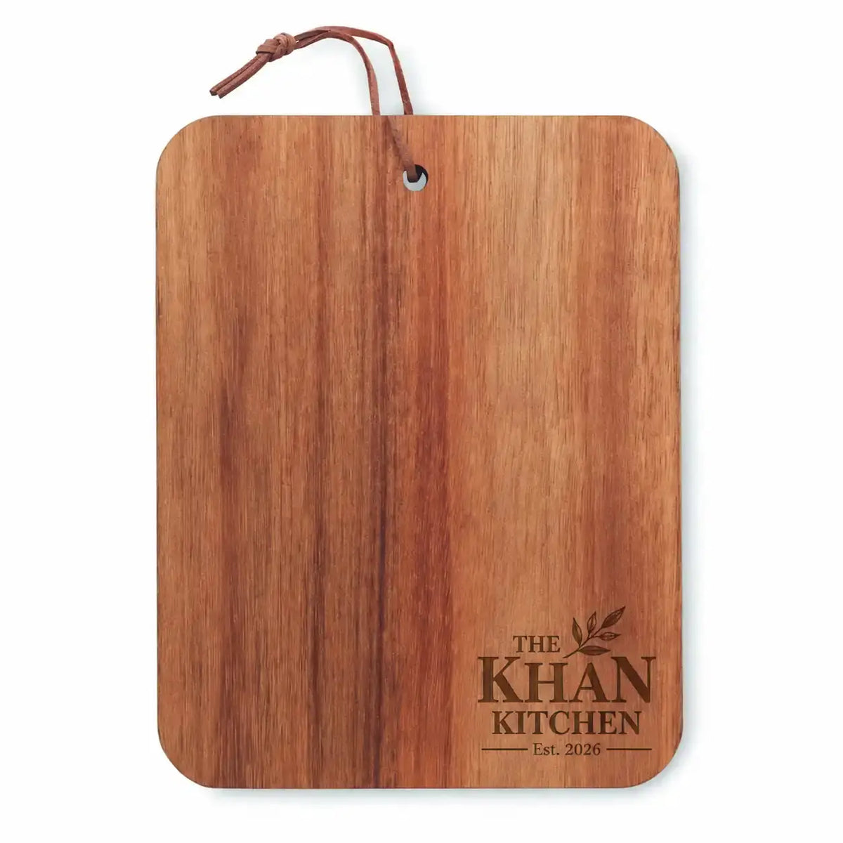 Personalised Family Kitchen Cutting Board with brown engraved design