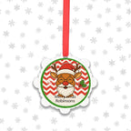 Personalised family Christmas reindeer ornament with scalloped edge and festive design
