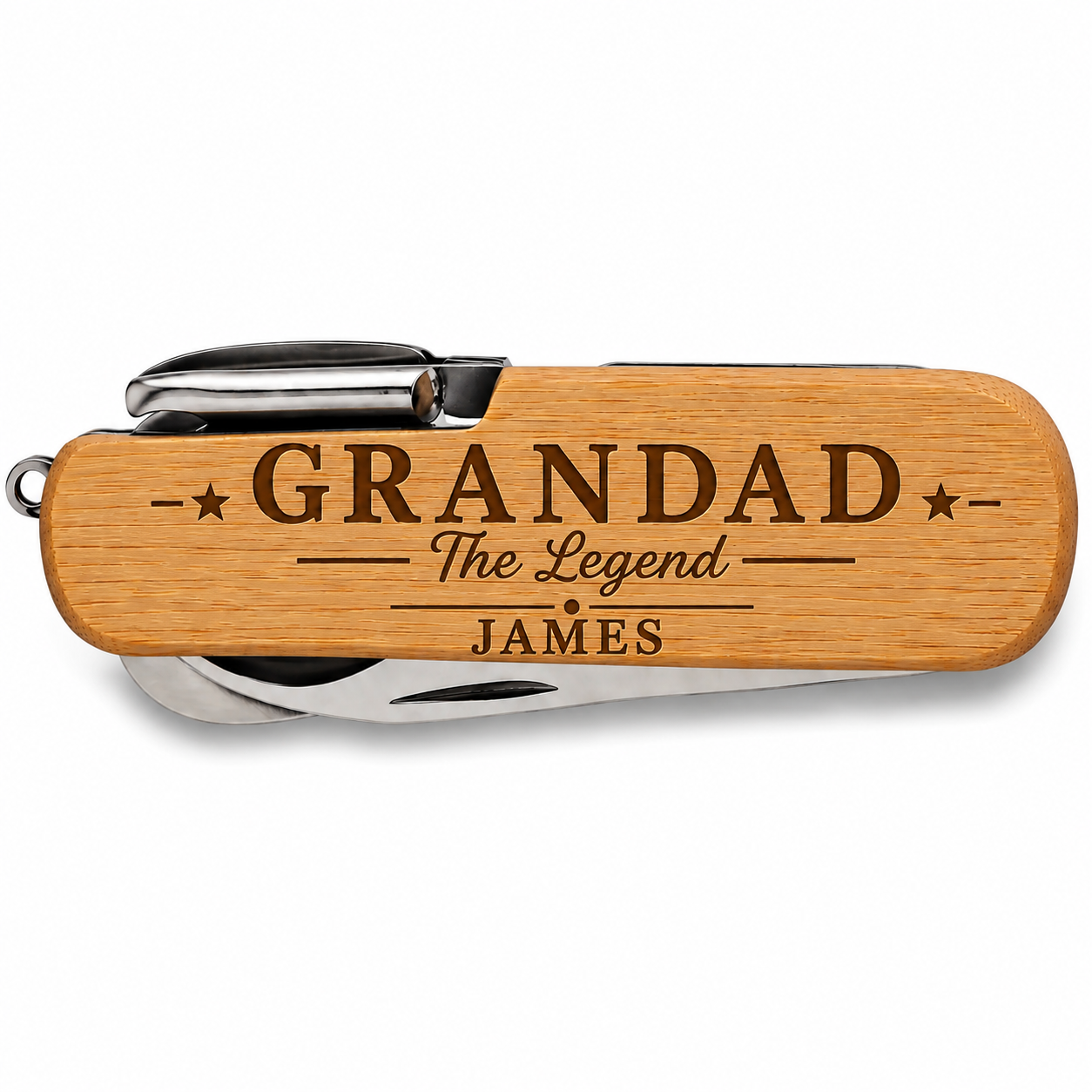 Personalised Grandad The Legend bamboo multi-tool with name
