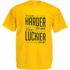 Personalised “The Harder You Work The Luckier You Get” t-shirt with custom name, a motivational personalised gift