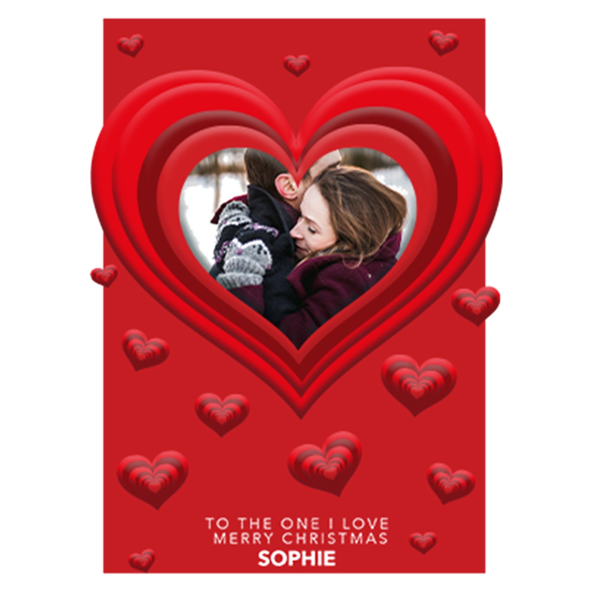 Personalised heart photo Christmas card – ‘To the One I Love’ design