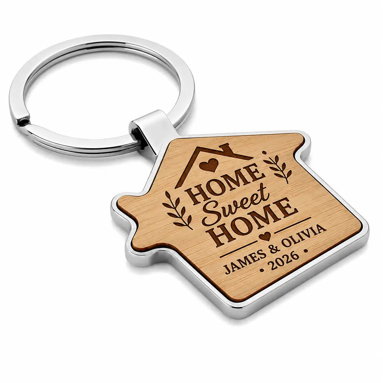 Personalised Home Sweet Home couple keyring with two names and special year