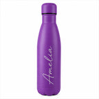 Personalised hot pink insulated water bottle with custom engraved name, reusable stainless steel thermal drinks bottle, personalised gift for her, him, birthday, Christmas, Mother's Day, Father's Day