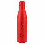 Personalised red insulated water bottle with custom engraved name, reusable stainless steel thermal drinks bottle, personalised gift for her, him, birthday, Christmas, Mother's Day, Father's Day