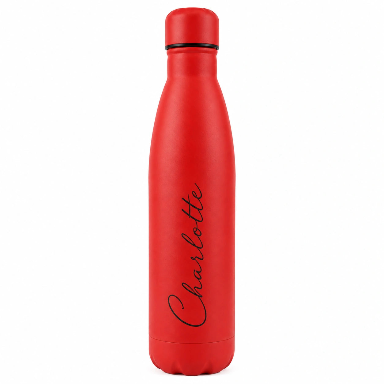 Personalised red insulated water bottle with custom engraved name, reusable stainless steel thermal drinks bottle, personalised gift for her, him, birthday, Christmas, Mother's Day, Father's Day